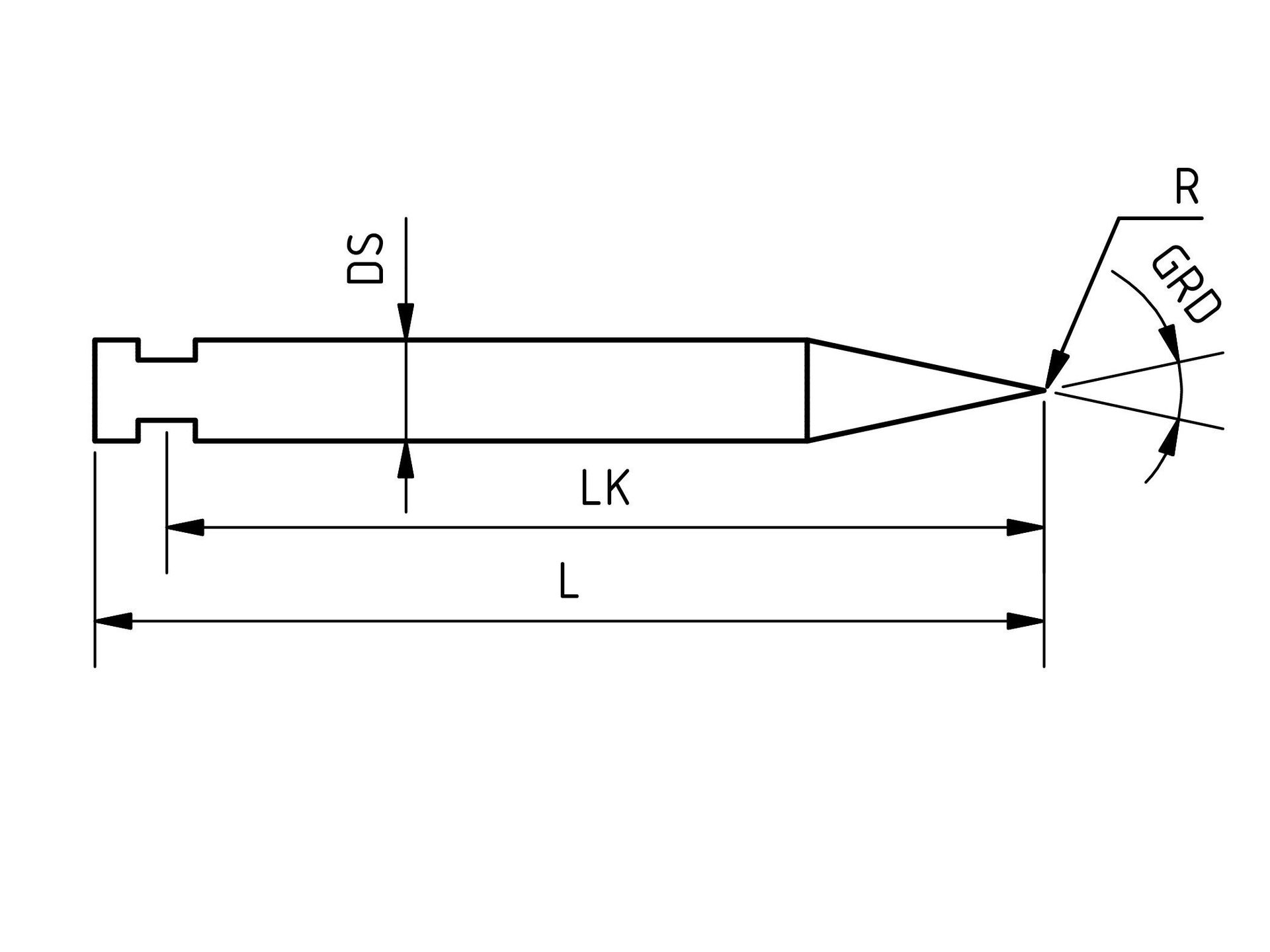 null-Tastspitze / Styli 33mm konisch/tapering 100.407_2