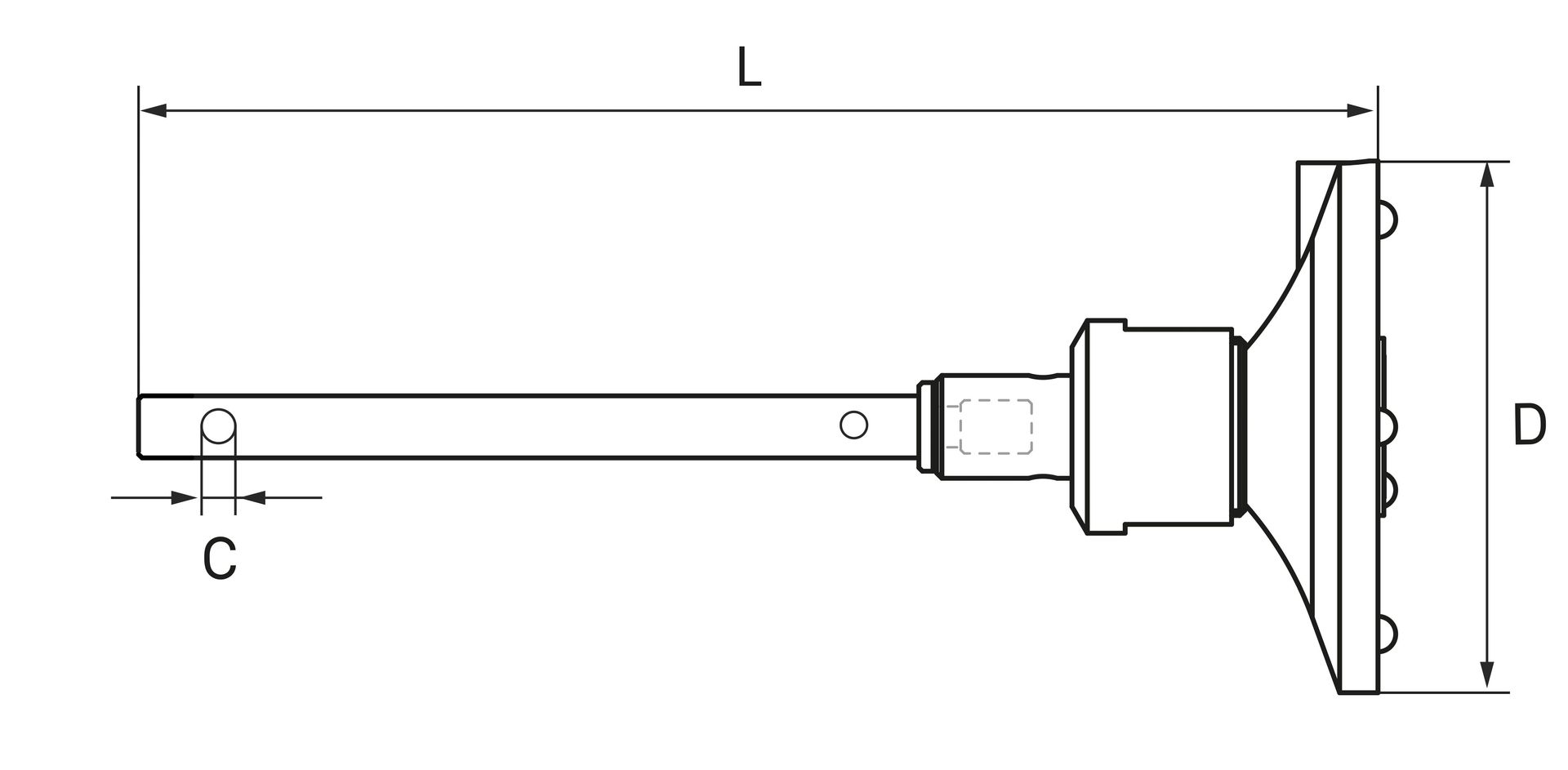 HP-S-X1C/H Taststiftaufnahme mit Halter DEG90 (1x D2)